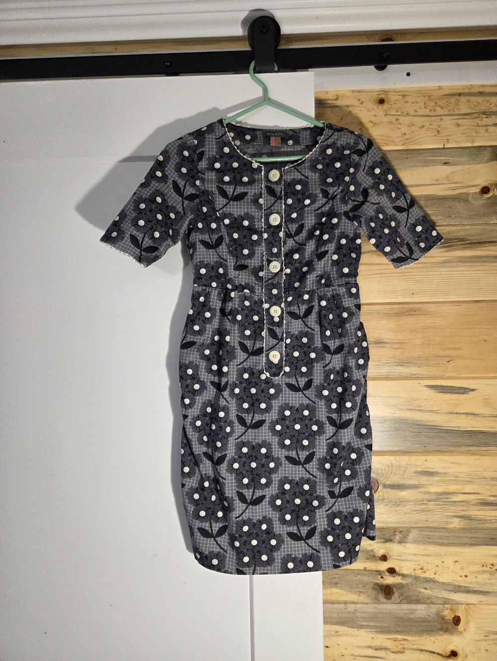 Orla Kiely Grey Floral Button Front Womens Dress size 2 - Picture 6 of 7